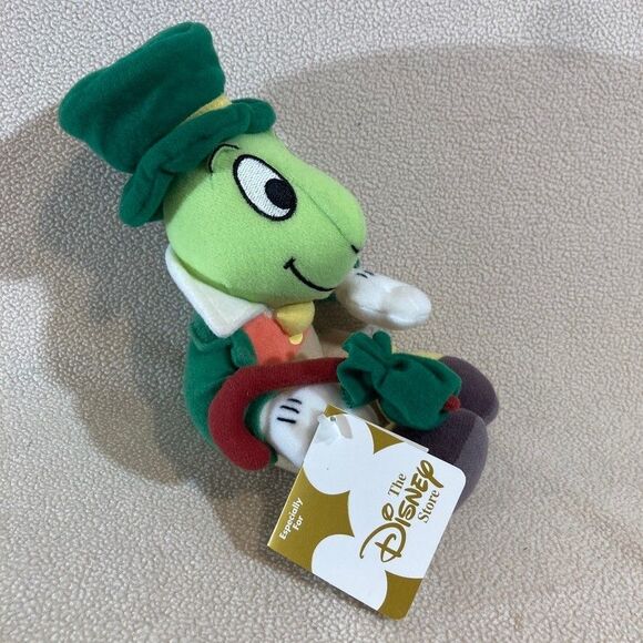 The Disney Store Bean Bag Jiminy‎ Cricket 8" Plush St Patricks Day Vintage 1999 - Picture 2 of 11